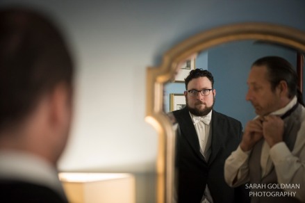groom getting ready at francis marion hotel